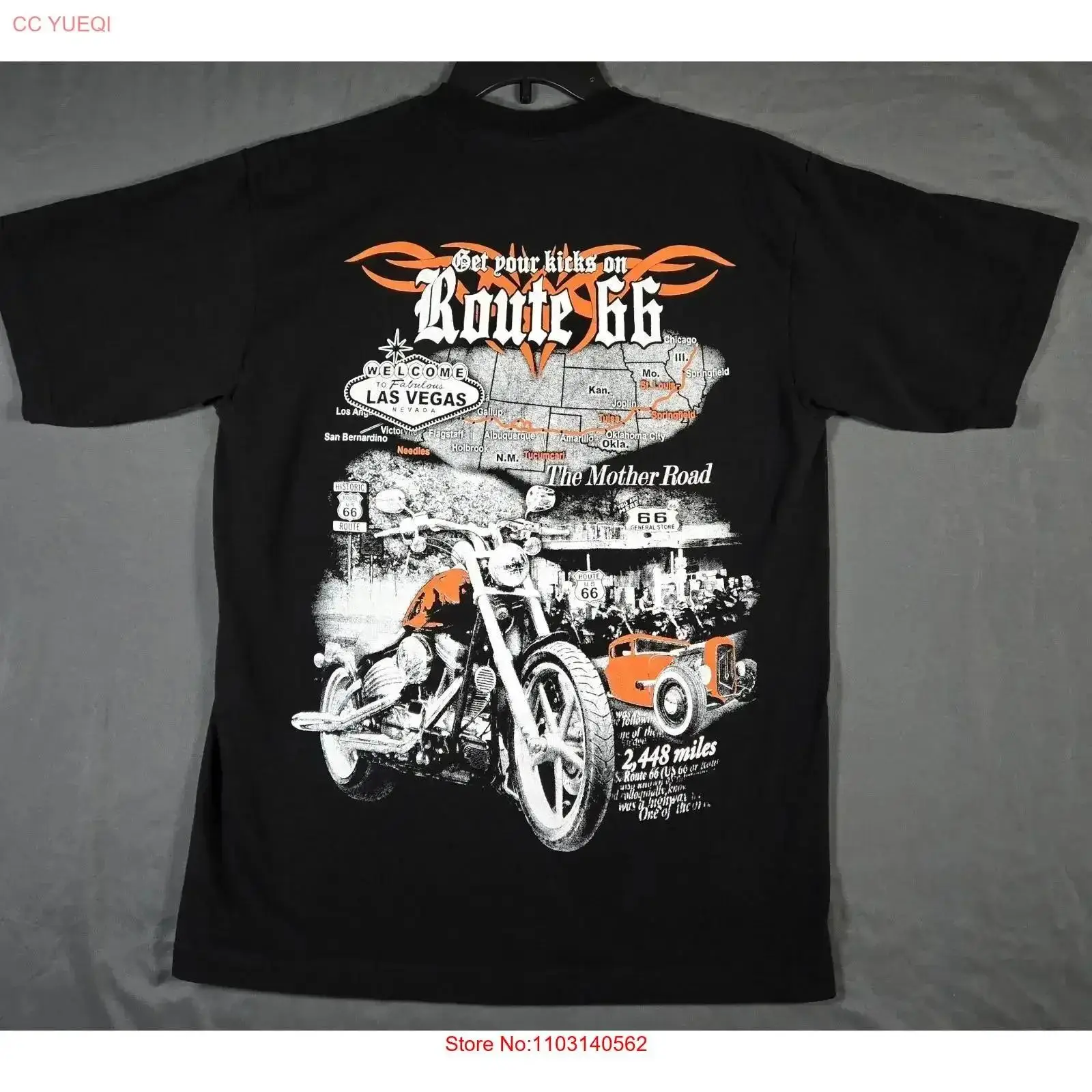 Vintage Vegas Fashion - Las Vegas Route 66 Motorcycle Black