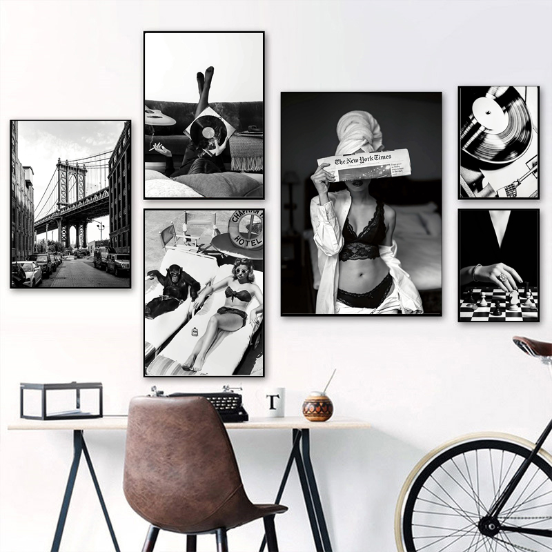 Vintage Fashion Sketches - Black and White Vintage Wall Art