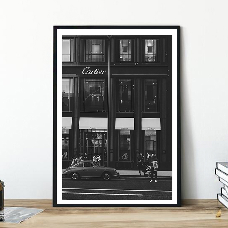 Vintage Fashion Sketches - European Street Canvas Painting Fashion Black