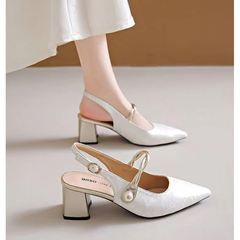 Vintage Fashion Dresses - 2026 Elegant Women Pointed Toe Slingback