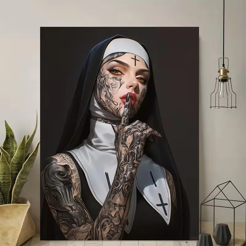 Fashion Girl Tattoo Nun Canvas - огляд і ціна Vintage Fashion Sketches