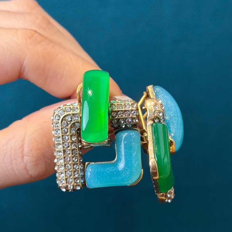 Vintage Blue Glass Green Geome - огляд і ціна Vintage Fashion Jewelry Brands